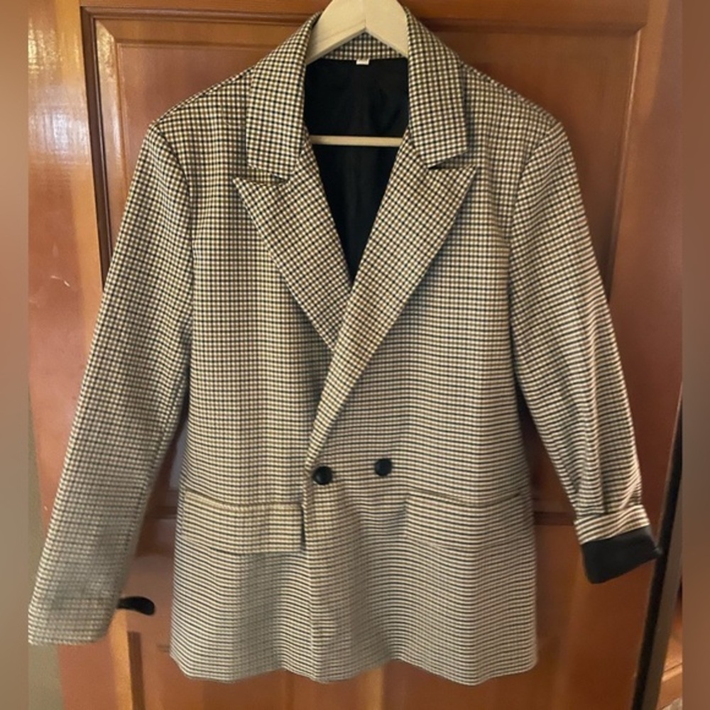 Double breasted oversized gingham blazer NWOT